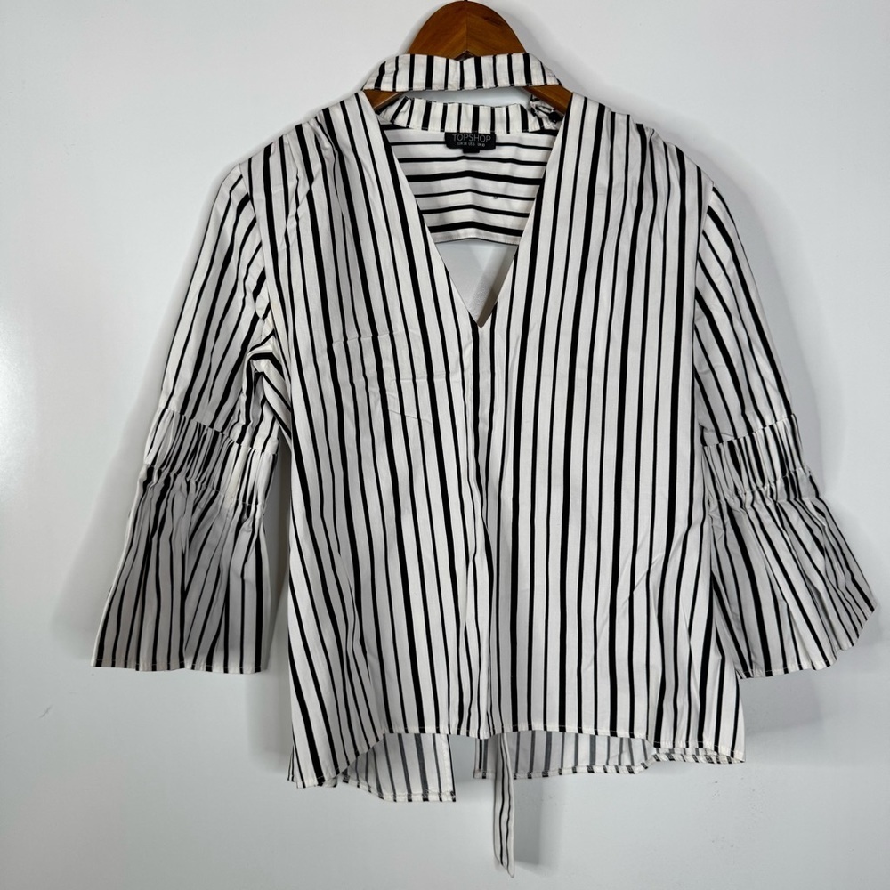 Topshop Striped Tie Back Top Size 6‎